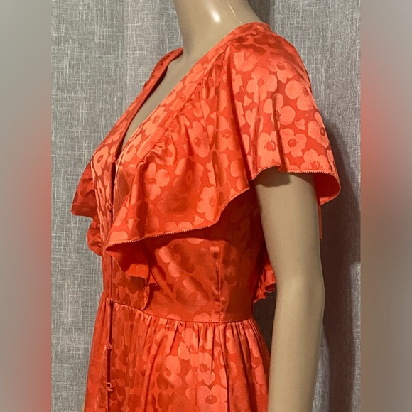 Kate Spade Rambutan Poppy Field Jacquard Dress-Size:4-in bright orange - Picture 5 of 14